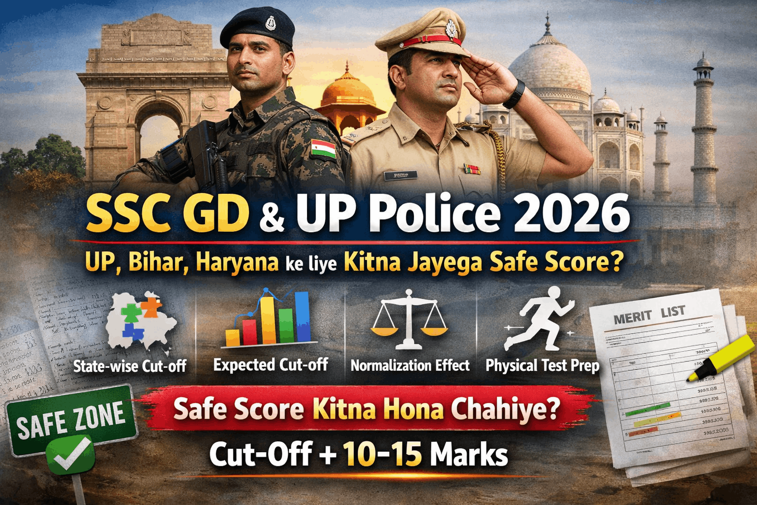 SSC GD aur UP Police 2026: UP, Bihar aur Haryana ke liye kitna jayega Safe Score?