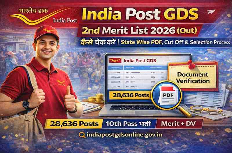 India Post GDS 2nd Merit List 2026 (Out) कैसे चेक करें | State Wise PDF, Cut Off & Selection Process